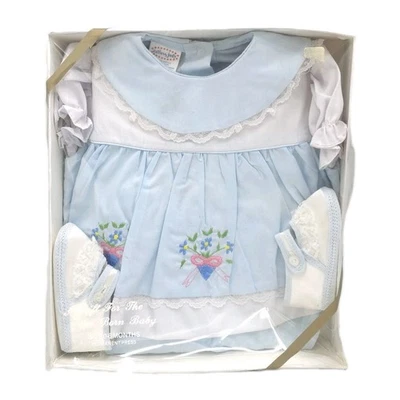 Vintage Cuties by Judy Infant Dress 0-6 Months With Satin Shoes Embroidered New - Image 1 of 2