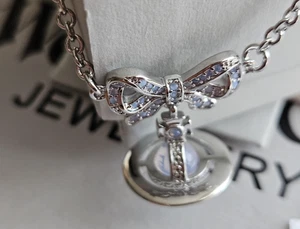 Authentische Vivienne Westwood Octavie Halskette Silber Kugel Perlmutt NEU - Bild 1 von 11