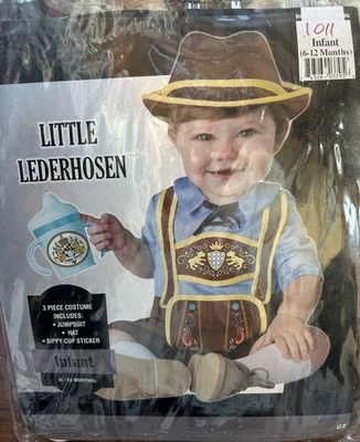 6-12 Months Baby German Lederhosen Halloween Costume. New. Oktoberfest - Image 1 of 4