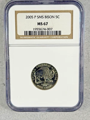 2005-P SMS Bison 5C Jefferson Nickel NGC MS67 #2P64 - Image 1 of 2