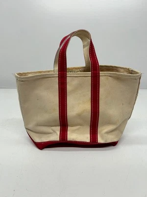 Vtg c1980s LL Bean Freeport Maine Boat & Tote Bag White & Red - Image 1 of 4