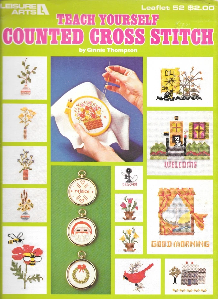Leisure Arts Leaflet # 52 Teach Yourself Counted Cross Stitch by Ginnie Thompson - Image 1 of 2