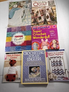 Lot 0f 7 Craft Books Baby Amigurumi Tunisian Crochet Afghans Guide Quilts - Picture 1 of 9