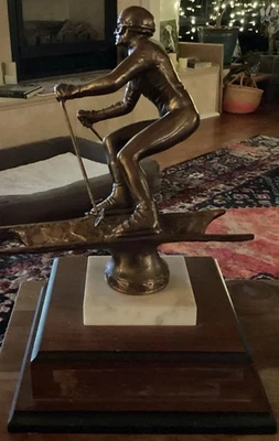 Vintage 1970’s The Skier Trophy Bronze Sculpture By Curtis Jere - Image 1 of 4