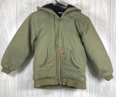 Carhartt Quilted Zip-Up Jacket Youth Size S (7-8) Forrest Green Hooded 13706 - Image 1 of 4