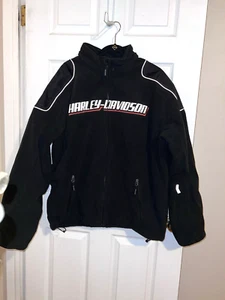 HARLEY DAVIDSON Mens Black Insulated Shoulder Elbow Patches Logo Jacket Sz XL - Bild 1 von 22