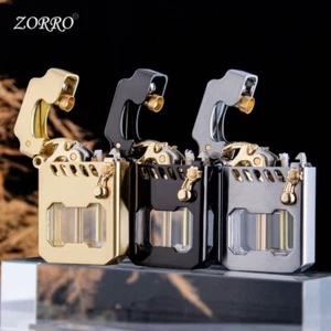 Transparent Oil Tank Metal Kerosene Mechanical Rocker Open Flame Lighter - Picture 1 of 6