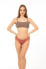 Women Patterned Strapless Shoulder Strap Bikini Swimwear Beachwear Brown Top
