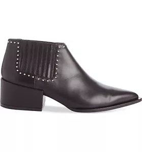 GIVENCHY Elegant Chelsea Ankle Gore Boots Bootie Black Leather Pin Studs 39.5 - Picture 1 of 12