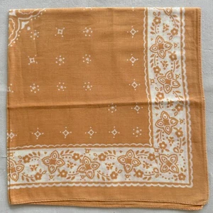 Vintage Bandana light Yellow Cotton Geometric Floral Handkerchief Kerchief 21" - Picture 1 of 3