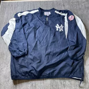 Vintage New York Yankees Jacket Men 4XL Blue Majestic 1/4 Zip Windbreaker Dugout - Picture 1 of 14