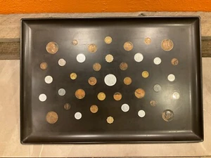 Foreign COIN TRAY Vintage Handcrafted Bakelite 18x15 Black CURRENCY Collectible - Picture 1 of 20