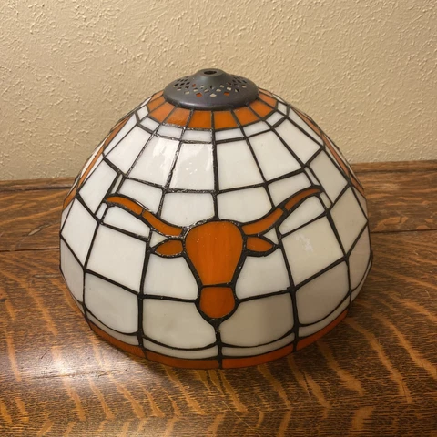 Tiffany Style Lamp Shade Texas UT Austin Bevo Longhorn University Stained Glass Cover