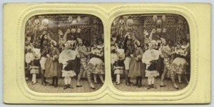 Stéréo contre la lumière circa 1860. Bal de l'Opéra. Déguisements. Arlequin. - Picture 1 of 3