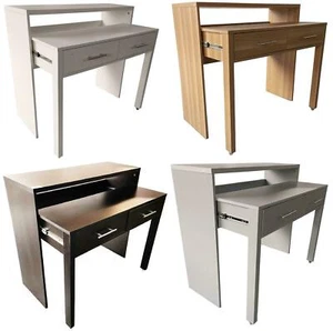 Regis Extending Computer Desk with 2 Drawers Home Office Console Dressing Table - Picture 1 of 13