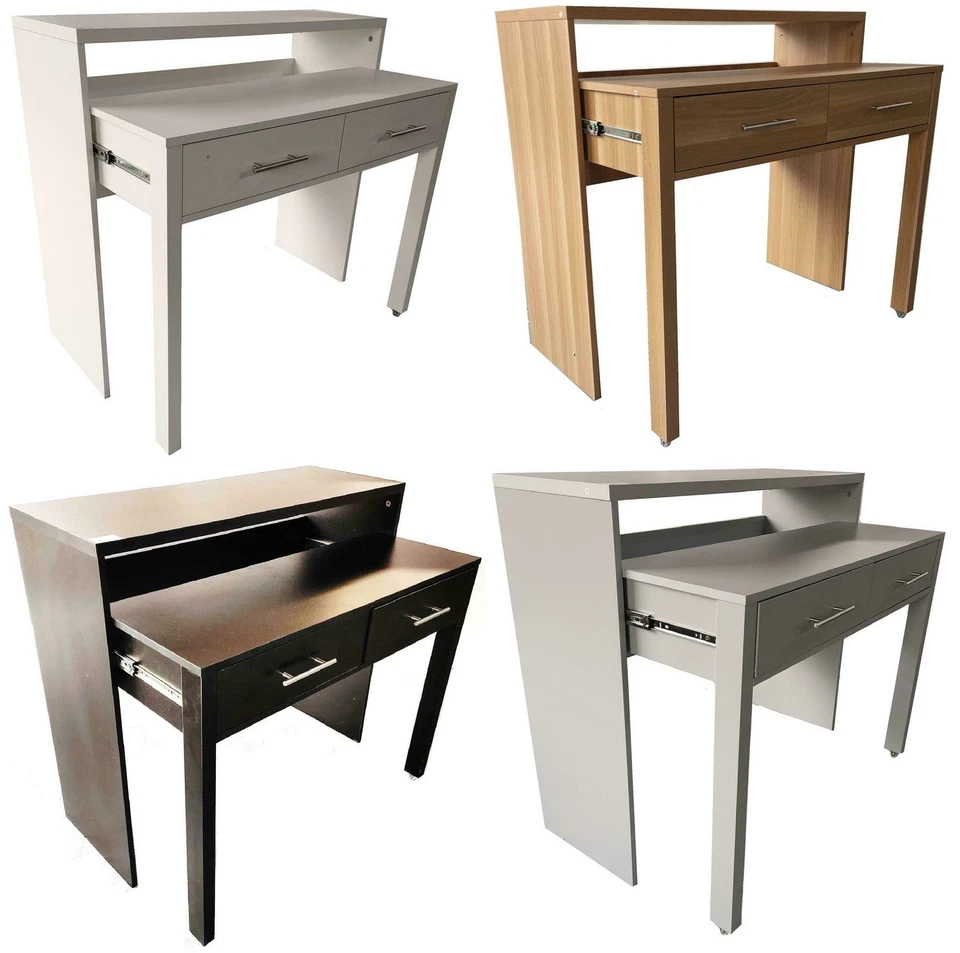 Regis Extending Computer Desk with 2 Drawers Home Office Console Dressing Table - Image 1 of 1