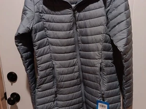 Womens Columbia Joy Peak Mid Jacket Omni Heat Silver Hooded Gray Sz SP New - Picture 1 of 7