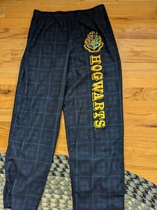 Harry Potter Hogwarts Pajama Pants Size 16 Lounge Sleep Blue Checkered - Picture 1 of 3
