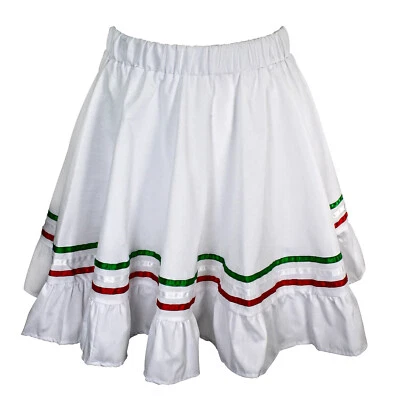 Girls Mexican Traditional Cinco De Mayo Costume Fiesta Skirt White Child Kids - Image 1 of 3