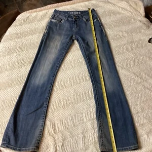 Ladies Rock & Roll Mid Rise Cowgirl Dark Denim Western Jeans 24/32 - Picture 1 of 11