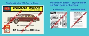 Corgi Toys 247 Mercedes Benz 600 Pullman Instruction Sheet Leaflet and Poster - Picture 1 of 1