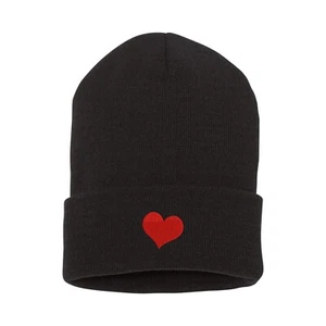 Red Heart embroidered beanie hat, custom embroidered winter beanie - Picture 1 of 2