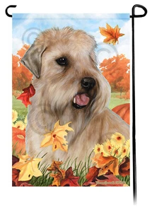 Falling Leaves Garden Flag - Wheaten Terrier - Picture 1 of 1