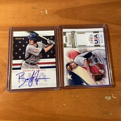 2013 Panini USA Baseball Bradley Zimmer Autograph Card /399 & Memorabilia /199 - Image 1 of 2