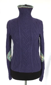 MUIR & OSBORNE 100% Kaschmir Zopfmuster Mock Rollkragen Pullover M Made England - Bild 1 von 19