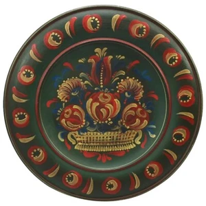 Vintage Wood Wall Plate Hand Painted PA Dutch FREE USA SHIPPING! - Picture 1 of 6
