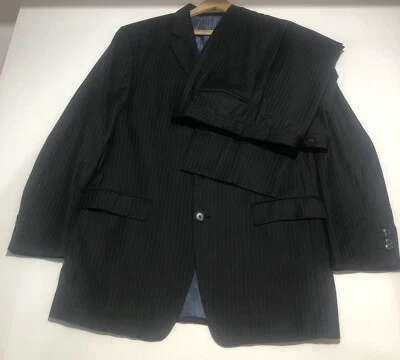 Michael Kors Wool 2 Piece Suit Pinstriped Black Jacket/ 42L Pants/34W - Image 1 of 4