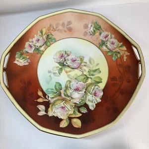 RARE Vtg MZ Austria Habsburg China Floral Salad Plate Server Bowl With Handles - Picture 1 of 13
