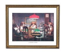 Dogs Playing Poker At Table #1 Wall Picture Gold Framed Art Print