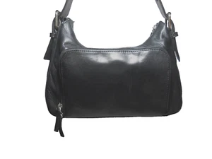 Bolso de hombro/bolso de mano Preston & York de cuero negro con varios compartimentos - Imagen 1 de 9