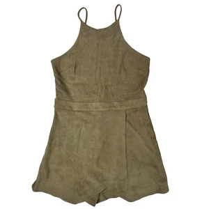HYFVE HYFVE HYFVE Womens Faux Suede Romper Medium Green Skirt Overlay Stretch - Picture 1 of 13