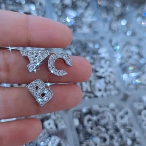 26 pcs Rhinestone Letters Slide A-Z DIY 8mm Charms Name Personalized - Picture 1 of 7