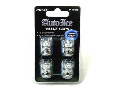Pilot  IP-2025S Automotive Crown Valve Stem Caps White Crystal Fits All Valves - Image 1 of 2