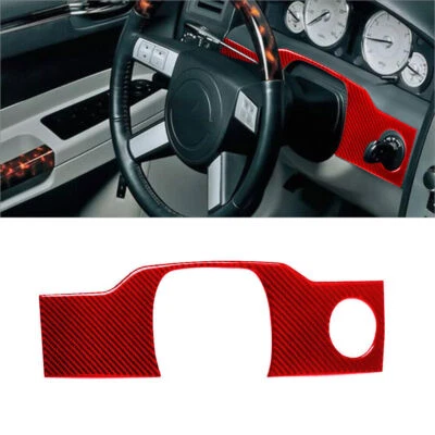 Guarnição de tampa surround de volante de fibra de carbono vermelha para Chrysler 300 2005-2007 - Imagem 1 de 4