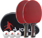 JOOLA Duo PRO Table Tennis Set of 2 Table Tennis Bats + 3 Balls + Cover Red /