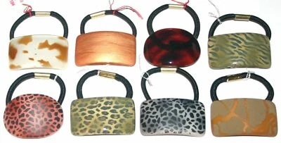 French Hair Tie Ponytail Holder Cover Print Pattern New Vintage Made in France - Image 1 of 2