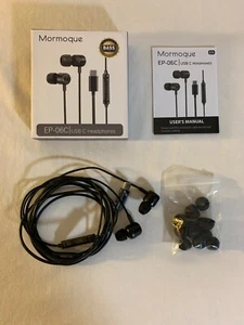 MORMOQUE USB Type C Earbuds in-Ear Wired Earphones Built-in HD Microphone - Picture 1 of 10