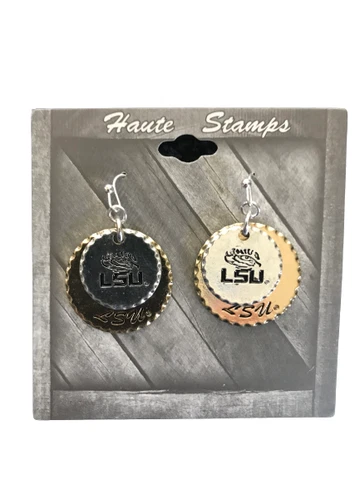 LSU Tigers NCAA Silver/Gold-Tone Logo Earrings Cover