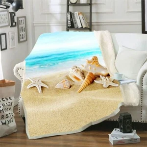 Starfish 3D Print Quilted Sherpa Fleece Blanket Bed Warm Travel Throw Blanket - Picture 1 of 12