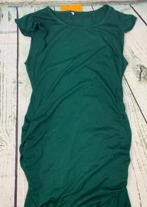 Womens Maternity Dress Side Ruched Flying Sleeve Midi Bodycon Pregnant Small - Picture 1 of 3