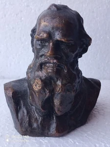 LEO TOLSTOY alte Bronze Büste russischer Schriftsteller Statue UdSSR russische Figur - Bild 1 von 11