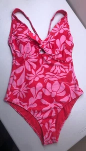 Shade Shore New Womens Small One Piece Bathing Suit Swim Padded Red Pink Floral - Picture 1 of 8