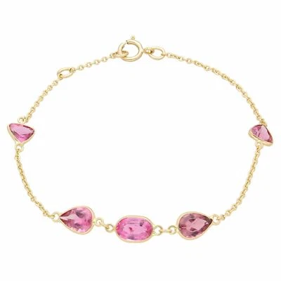 New! 14Carat Yellow Gold 6.25&7" 3.01ct Ruby Bracelet (5mm Wide) - Image 1 of 3