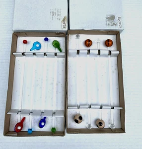 Nuevo de Lote Antiguo Vidrio Artístico Deportivo 8 Palitos Largos Cóctel Swizzle Agitadores de Bebidas en Caja #S - Imagen 1 de 8
