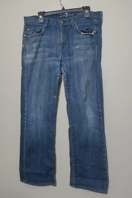 7 For All Mankind Austyn Straight Distressed Blue Jeans Size 34 - Image 1 of 4