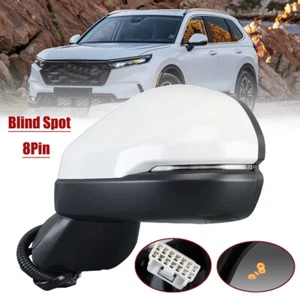 8Pin Side Mirror For 2023-24 Honda CRV Left Driver Blind Spot Heated Pearl White - Imagen 1 de 14